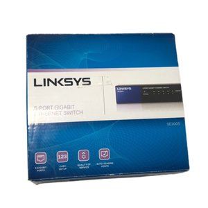 The Linksys SE3005 five-port Gigabit Ethernet switch
